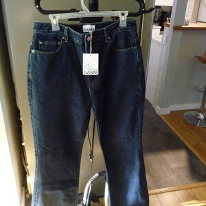 GANNI BETZY STRAIGHT FIT HIGH RISE ORGANIC COTTON DARK BLUE STONE 32/32 NEW TAGS